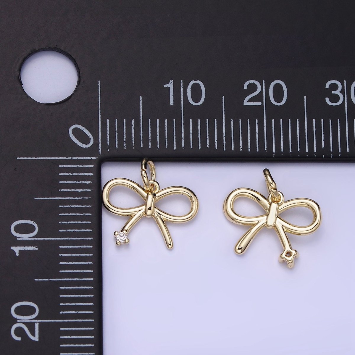 14k Gold Filled 11mm Mini Bow Ribbon CZ Charm | AG-00662