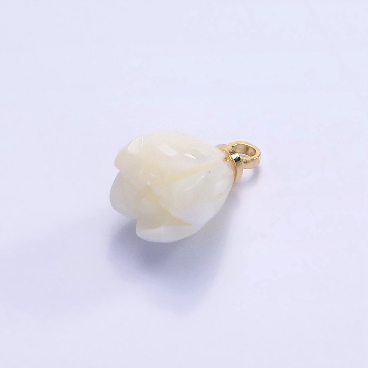 14K Gold Filled 11mm Tulip Flower Shell Pearl Drop Charm | AG688