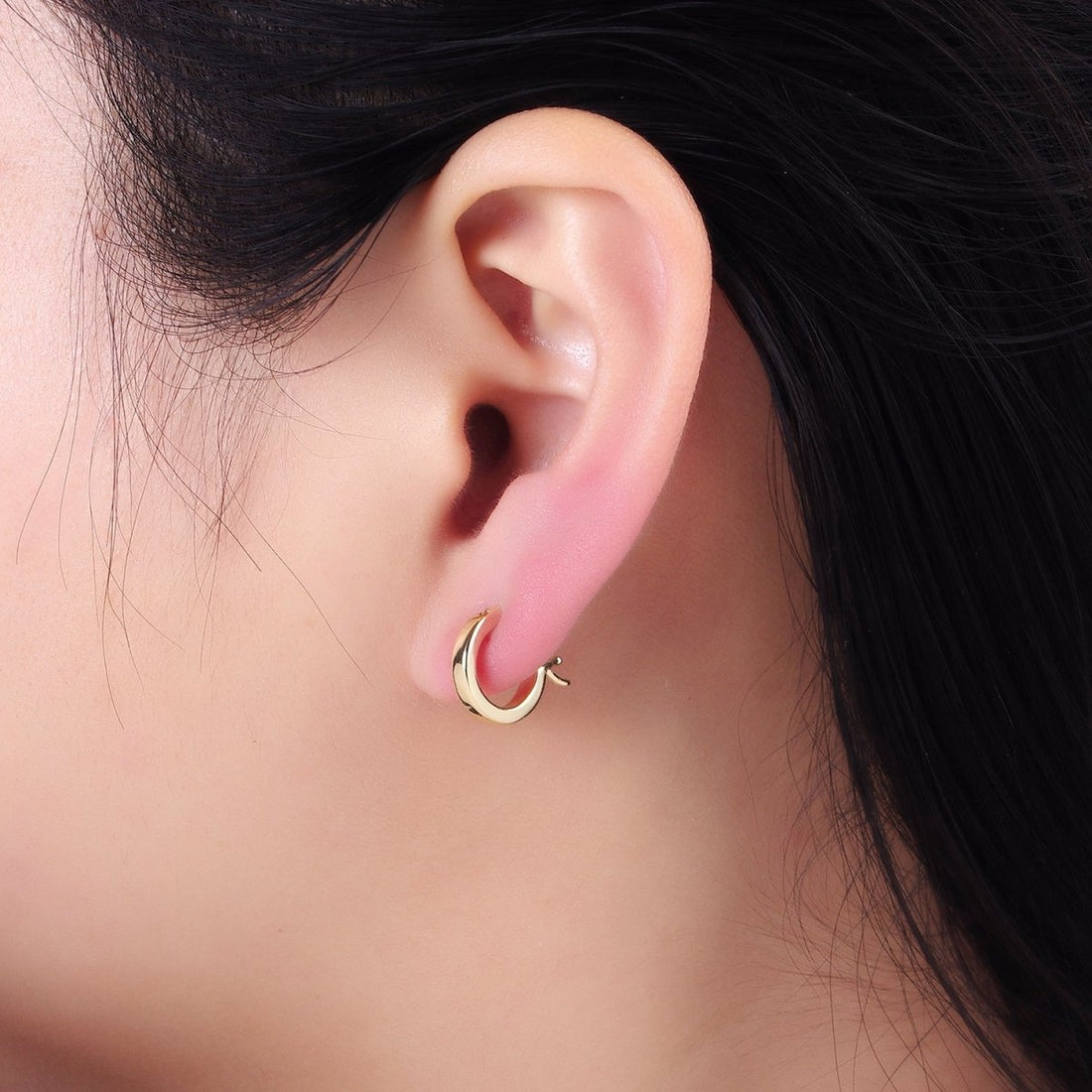 14K Gold Filled 12mm Cartilage Latch Hoop Earrings in Gold &amp; Silver | AB1358 AB1359