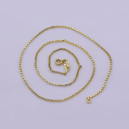 14K Gold Filled 1.2mm Dainty Box Layering 18 Inch Chain Necklace w. Spring Ring | WA-389 Clearance Pricing