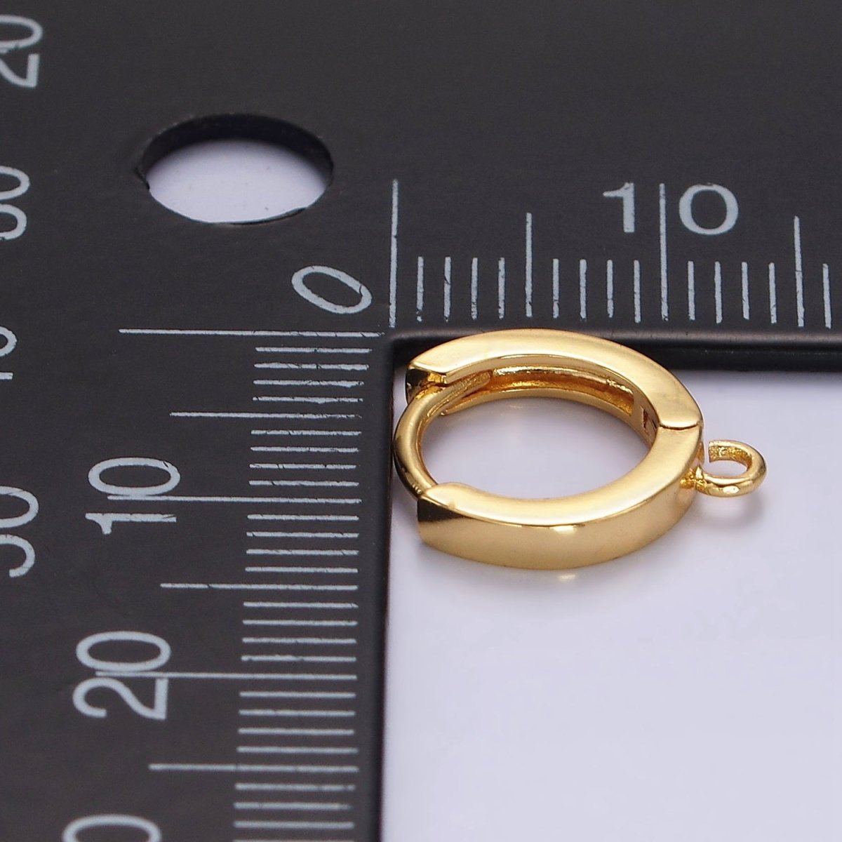 14K Gold Filled 12mm Flat Minimalist Huggie Open Loop Earrings Finding Supply | Z-568 Z-640