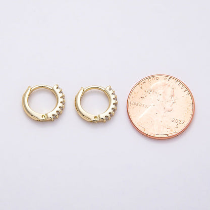 14K Gold Filled 12mm Micro Paved CZ Minimalist Huggie Hoop Earrings | Earrings-00354
