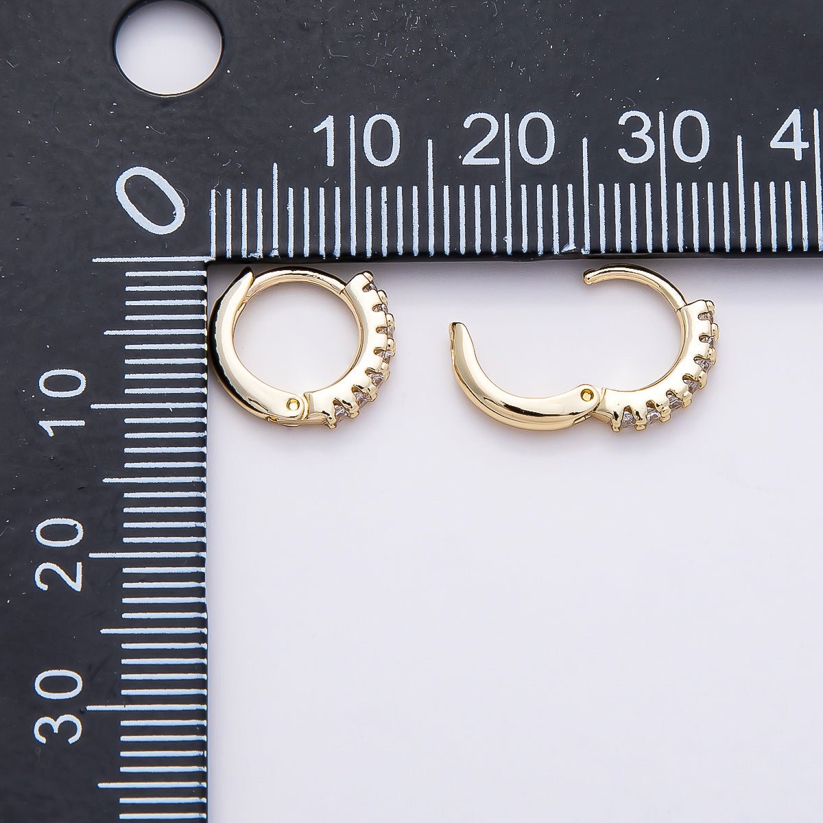 14K Gold Filled 12mm Micro Paved CZ Minimalist Huggie Hoop Earrings | Earrings-00354