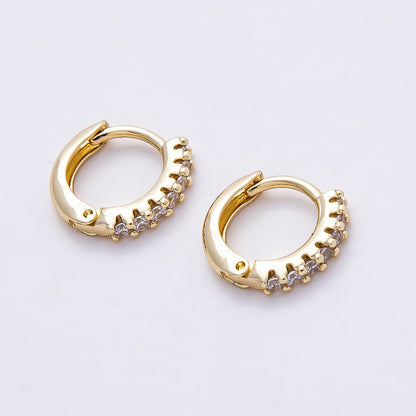 14K Gold Filled 12mm Micro Paved CZ Minimalist Huggie Hoop Earrings | Earrings-00354