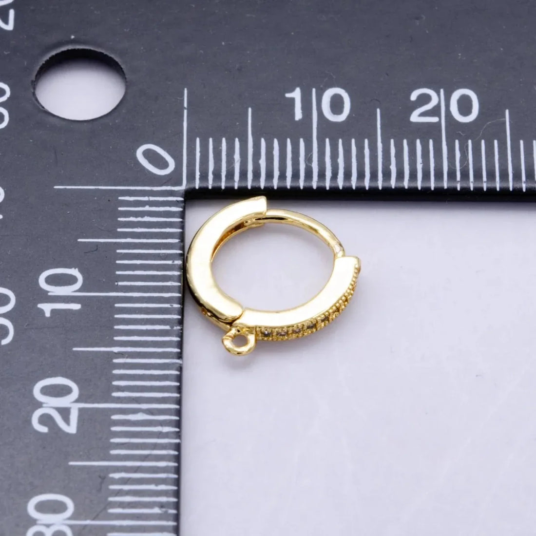 14K Gold Filled 12mm Micro Paved CZ Drop Huggie Earring Findings in Gold &amp; Silver | Z1048