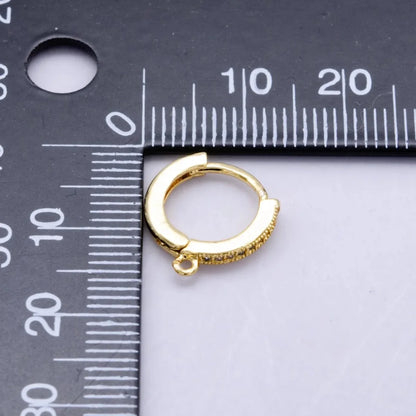 14K Gold Filled 12mm Micro Paved CZ Drop Huggie Earring Findings in Gold &amp; Silver | Z1048