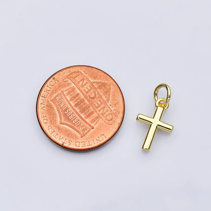 14K Gold Filled 12mm Minimalist Cross Mini Charm | AH638