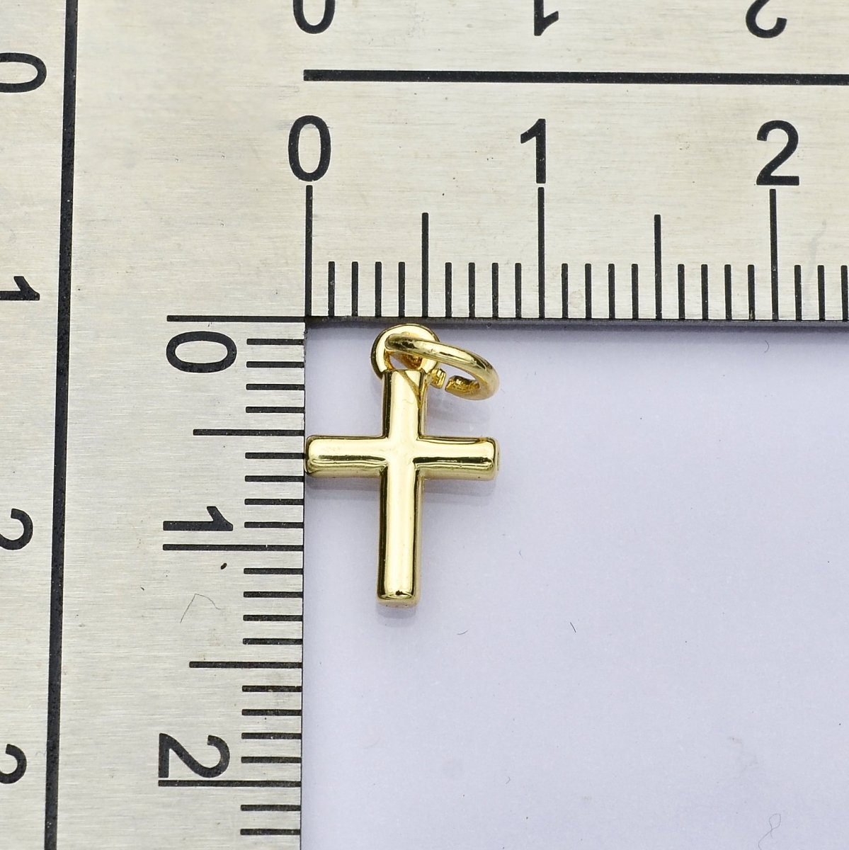 14K Gold Filled 12mm Minimalist Cross Mini Charm | AH638