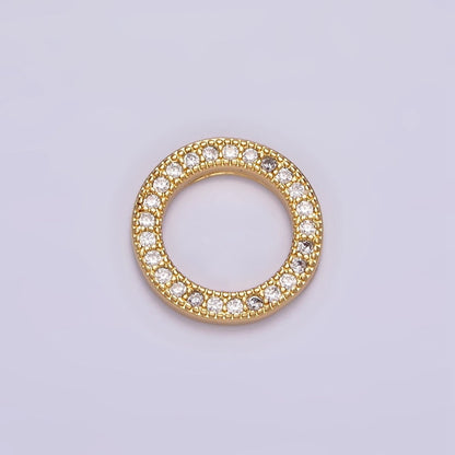 14K Gold Filled 12mm Open Round Clear Micro Paved CZ Charm Supply | Z-476