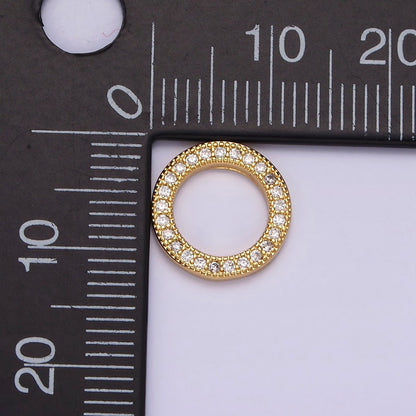 14K Gold Filled 12mm Open Round Clear Micro Paved CZ Charm Supply | Z-476