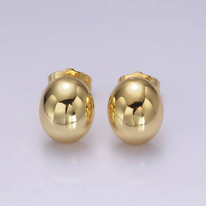 14K Gold Filled 12mm Oval Bean Dome Minimalist Stud Earrings | V294