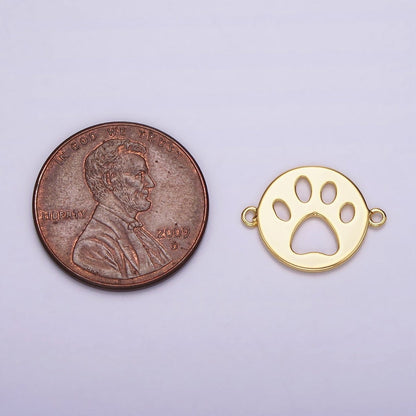 14K Gold Filled 12mm Pawprint Animal Pet Round Open Connector | G803