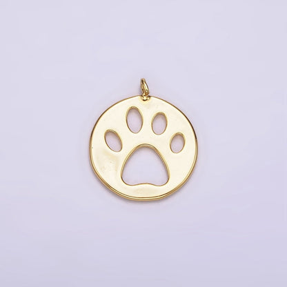14K Gold Filled 12mm Pawprint Pet Animal Round Open Charm | AC-866