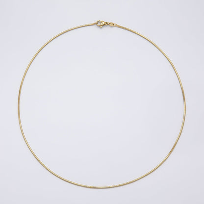 14K Gold Filled 1.2mm Ribbed Minimalist Snake Chain 18 Inch, 20 Inch Necklace | WA-04284  WA-04285