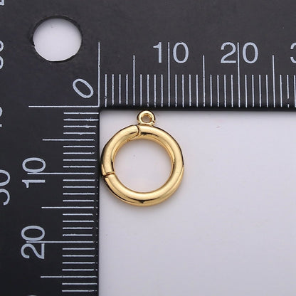 14K Gold Filled 12mm Round Pull Spring Gate Clasps Open Loop Silver Jewelry Supply in Gold &amp; Silver | K-913 Z-399