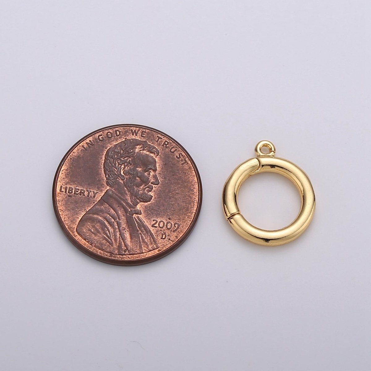 14K Gold Filled 12mm Round Pull Spring Gate Clasps Open Loop Silver Jewelry Supply in Gold &amp; Silver | K-913 Z-399