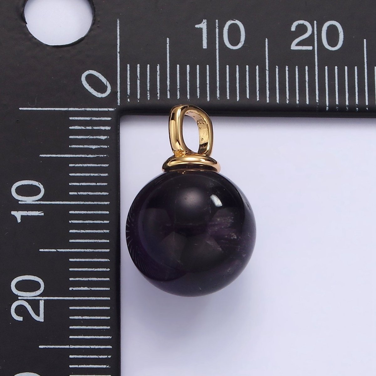 14K Gold Filled 12mm Round Sphere Ball Natural Gemstone Drop Pendant | AC808 - AC813