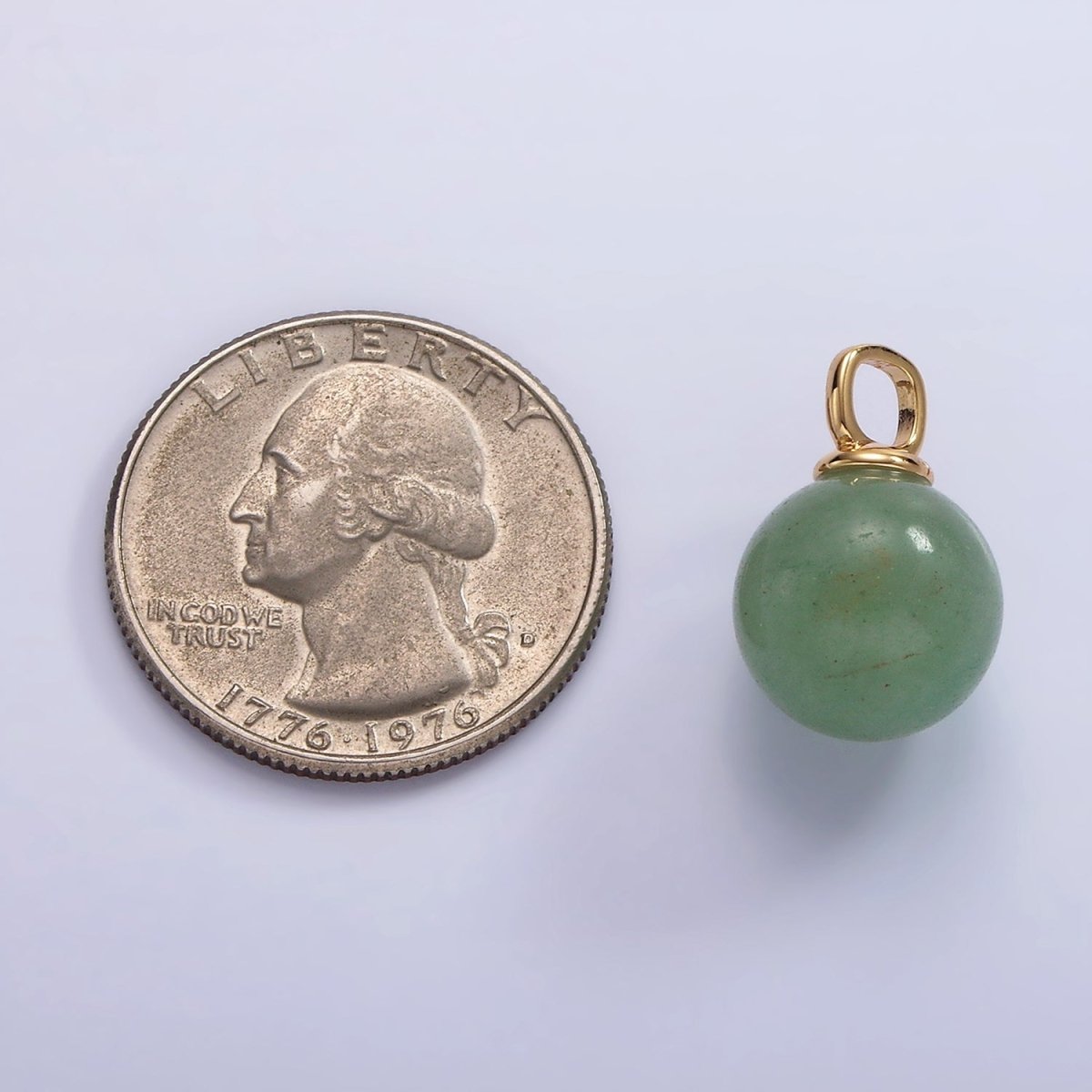 14K Gold Filled 12mm Round Sphere Ball Natural Gemstone Drop Pendant | AC808 - AC813