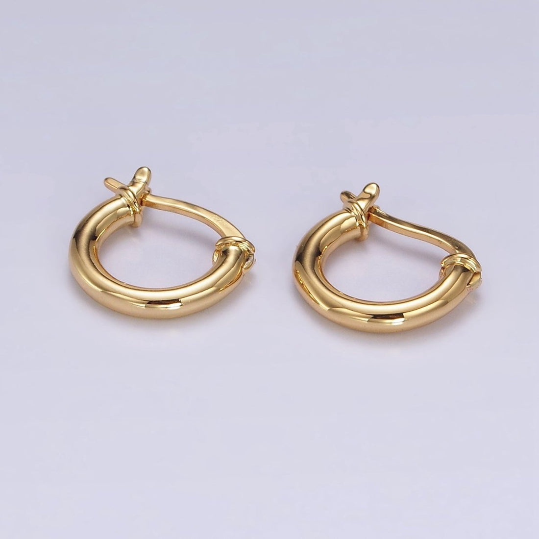 14K Gold Filled 12mm Tube Minimalist French Latch Hoop Earrings in Gold &amp; Silver | AE116 AE117