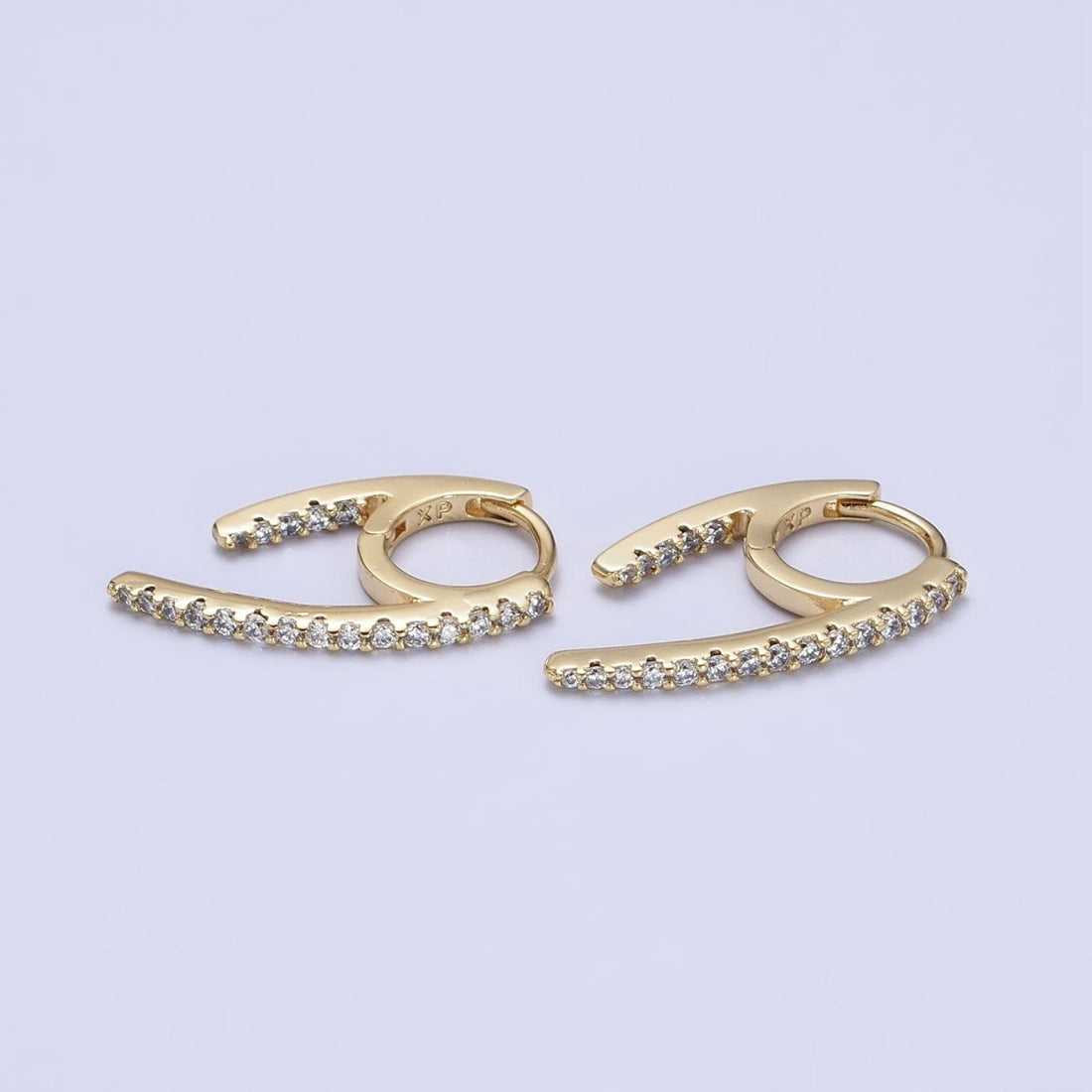 14K Gold Filled 13.5mm Geometric Claw Micro Paved CZ Huggie Earrings | AB271