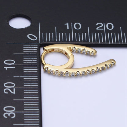 14K Gold Filled 13.5mm Geometric Claw Micro Paved CZ Huggie Earrings | AB271
