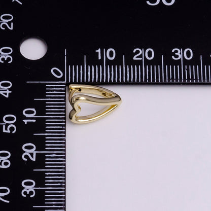 14K Gold Filled 13.5mm Open Heart Minimalist Triangle Hoop Earrings | AD1059