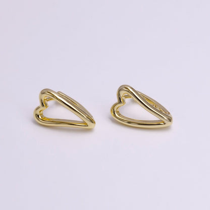 14K Gold Filled 13.5mm Open Heart Minimalist Triangle Hoop Earrings | AD1059