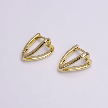14K Gold Filled 13.5mm Open Heart Minimalist Triangle Hoop Earrings | AD1059