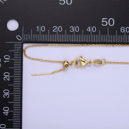 14K Gold Filled 1.3mm Cable Chain 17.3 Inch Slider Needle Adjustable Necklace | WA-2433