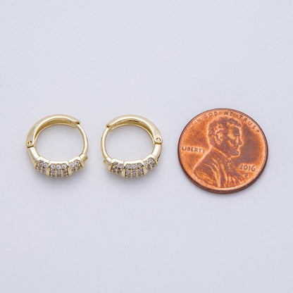 14K Gold Filled 13mm Clear Micro Paved CZ Geometric Cartilage Huggie Earrings | Earrings-00150