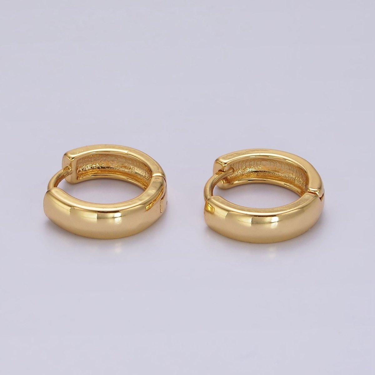 14K Gold Filled 13mm Minimalist Flat Huggie Earrings | AE1009