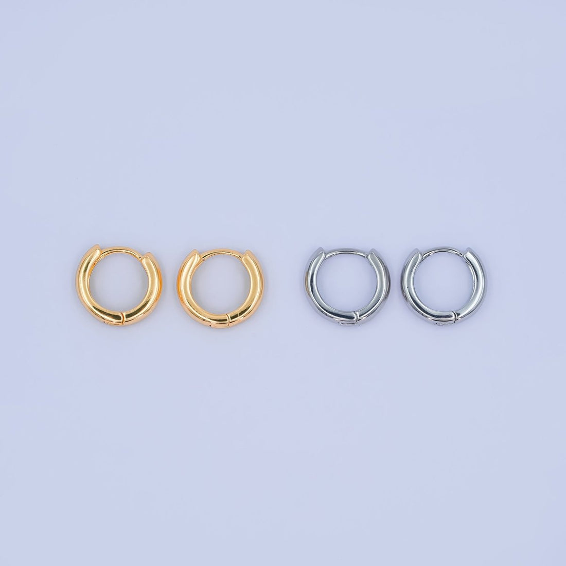 14K Gold Filled 13mm Minimalist Huggie Earrings in Gold &amp; Silver | AB1165 AD171