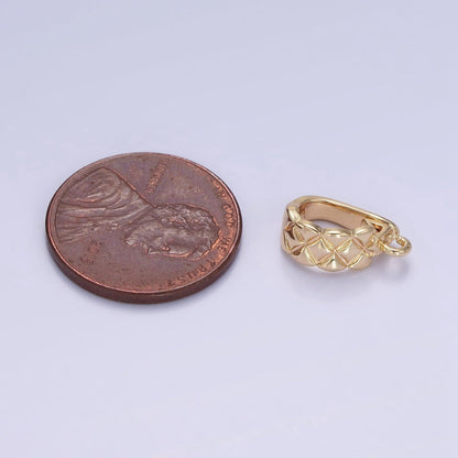 14K Gold Filled 13mm Quilted Snap Latch Bail Charm Holder Findings in Gold &amp; Silver | Z701