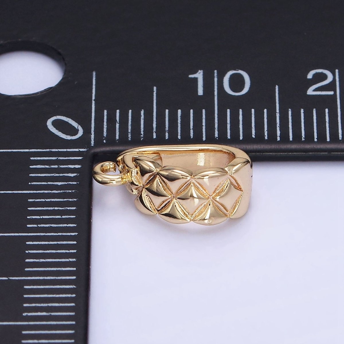 14K Gold Filled 13mm Quilted Snap Latch Bail Charm Holder Findings in Gold &amp; Silver | Z701