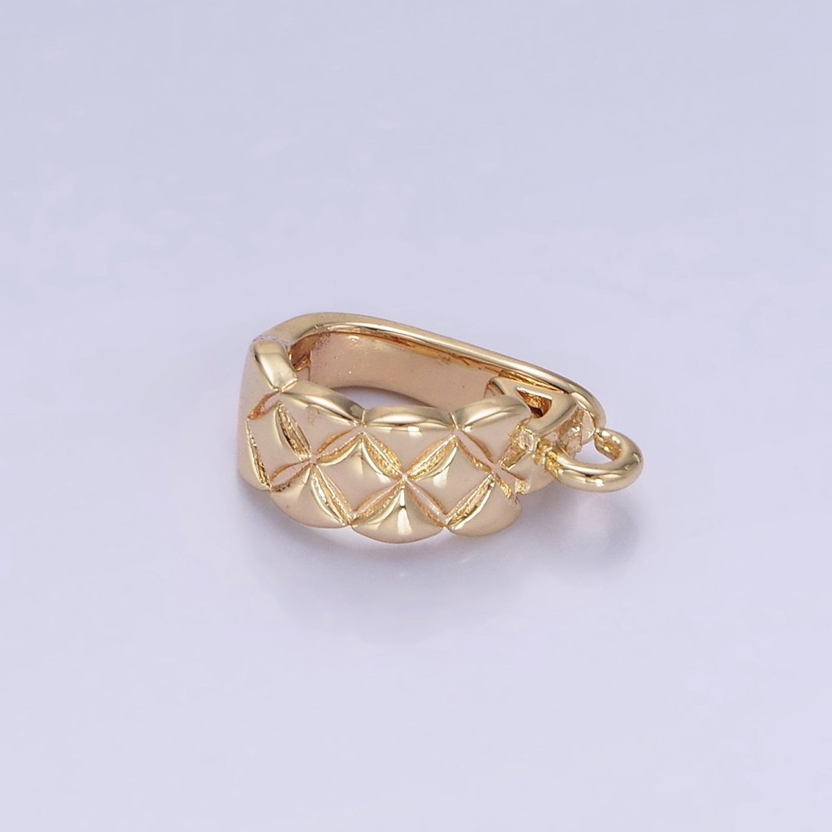 14K Gold Filled 13mm Quilted Snap Latch Bail Charm Holder Findings in Gold &amp; Silver | Z701