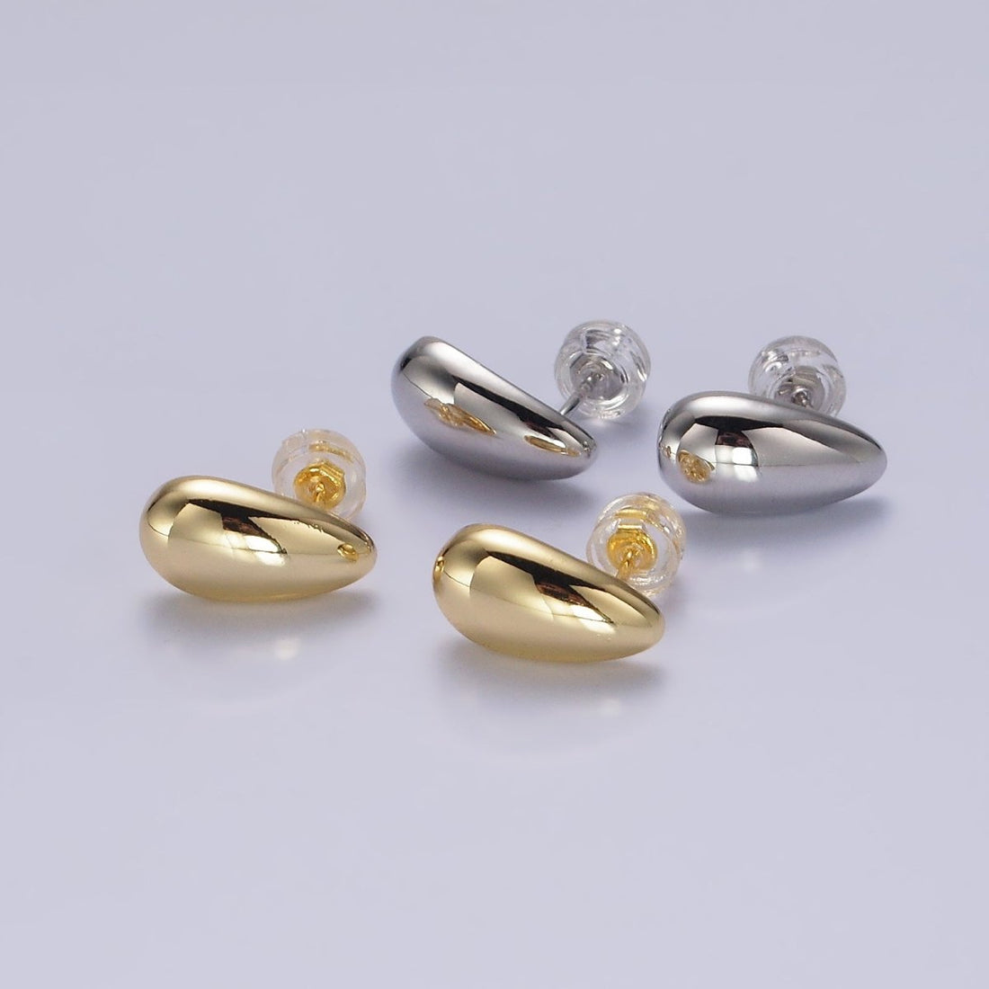 14K Gold Filled 13mm Teardrop Dome Stud Earrings in Silver &amp; Gold | AE-753 AE-754