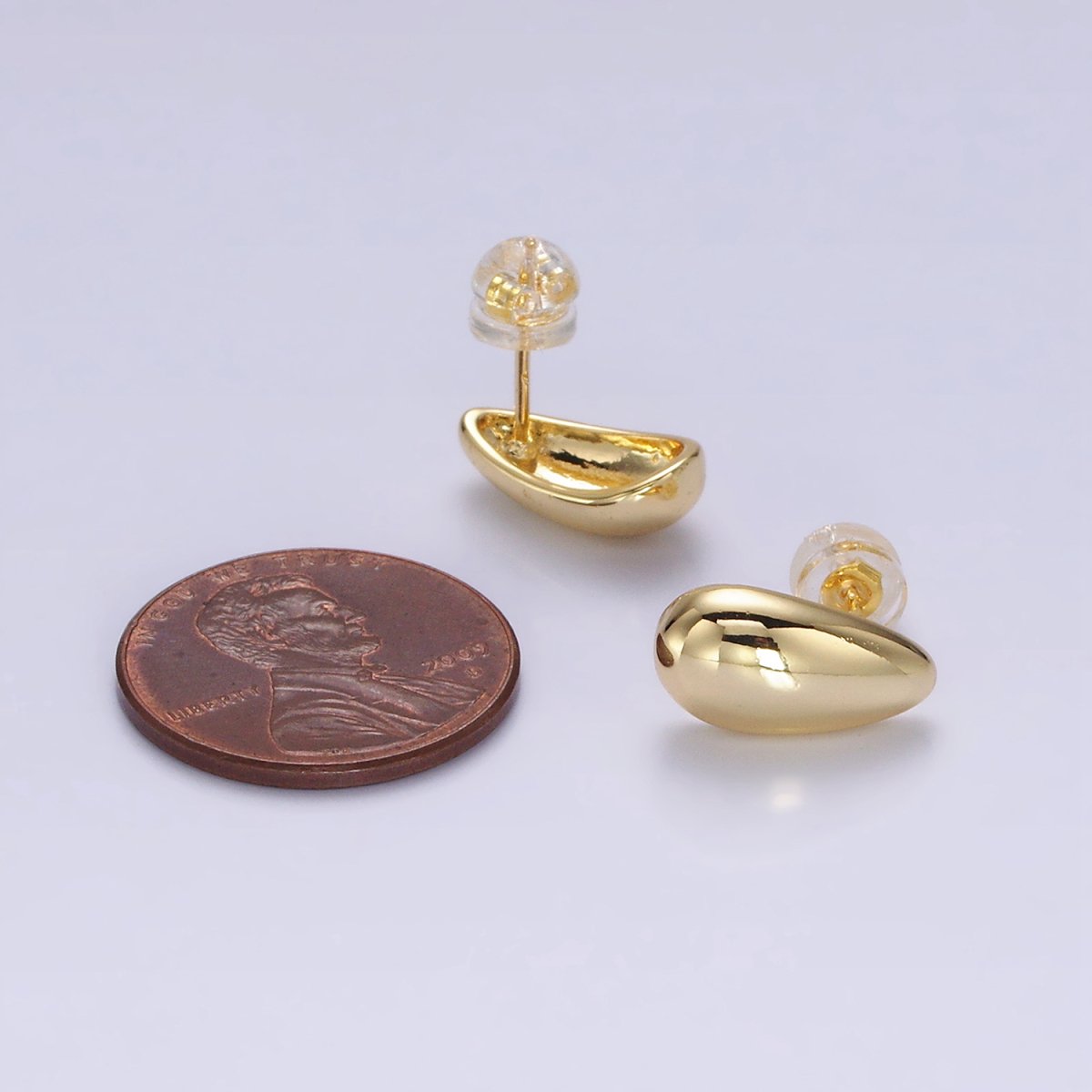 14K Gold Filled 13mm Teardrop Dome Stud Earrings in Silver &amp; Gold | AE-753 AE-754