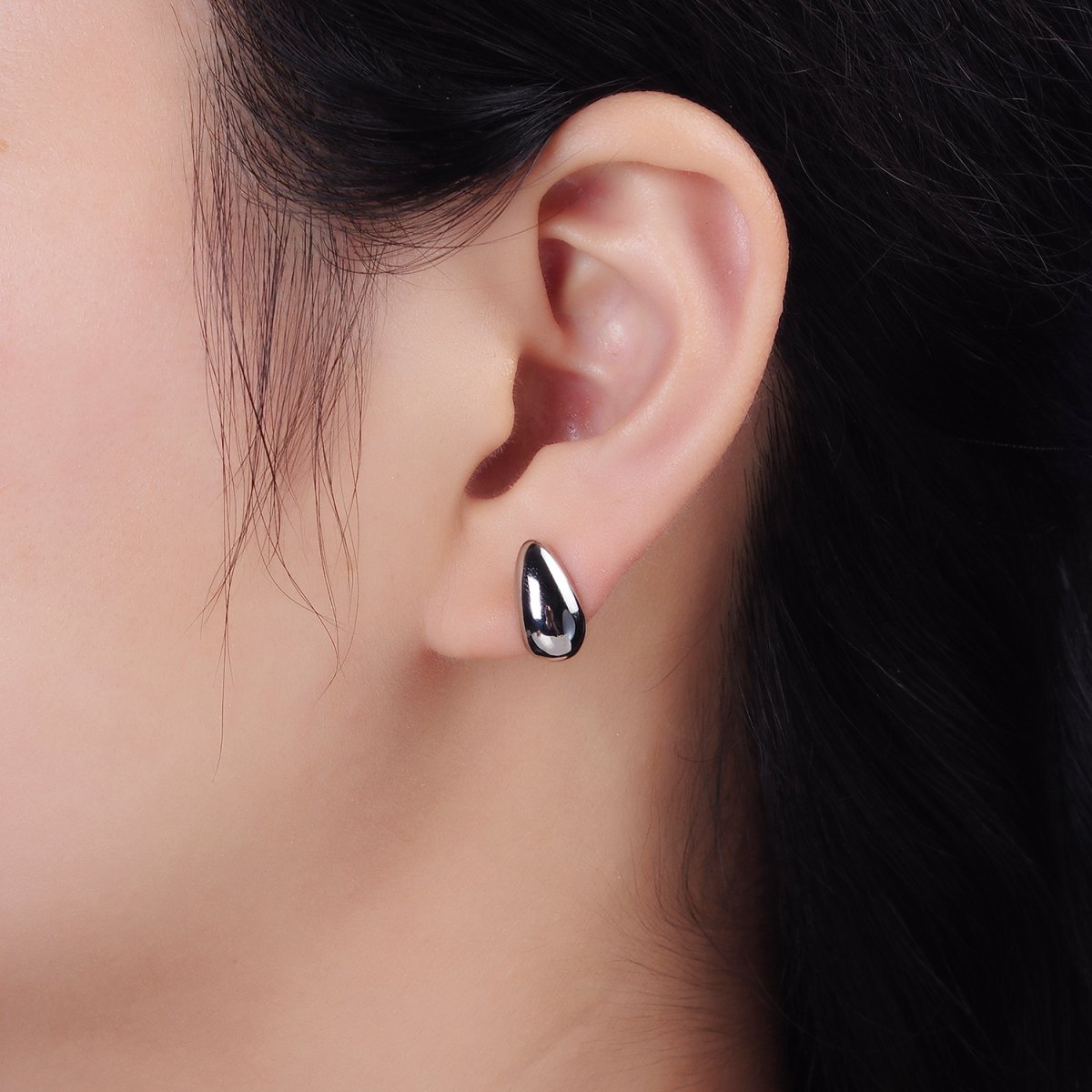 14K Gold Filled 13mm Teardrop Dome Stud Earrings in Silver &amp; Gold | AE-753 AE-754