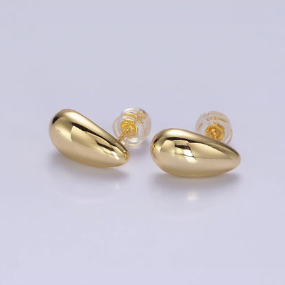 14K Gold Filled 13mm Teardrop Dome Stud Earrings in Silver &amp; Gold | AE-753 AE-754