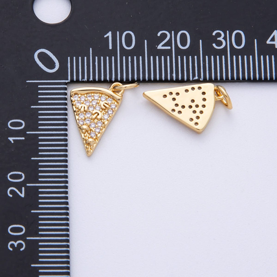 14K Gold Filled 14.5mm Micro Paved CZ Mushroom Pizza Slice Food Charm |Charms-00028