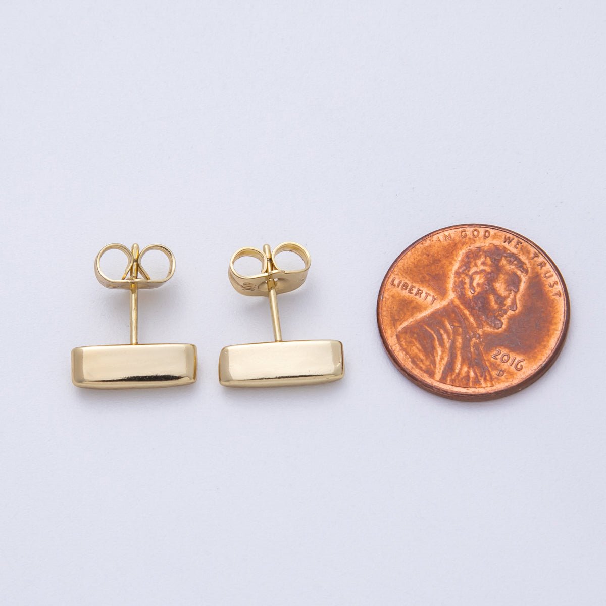14K Gold Filled 14.5mm Minimalist Rectangular Stud Earrings | Earrings-00026