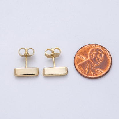 14K Gold Filled 14.5mm Minimalist Rectangular Stud Earrings | Earrings-00026