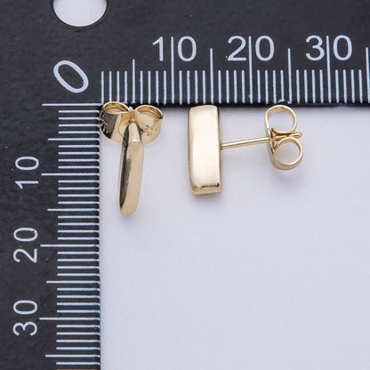 14K Gold Filled 14.5mm Minimalist Rectangular Stud Earrings | Earrings-00026