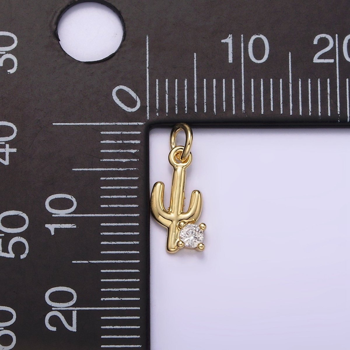 14K Gold Filled 11mm Cactus Plant CZ Add-On Mini Charm | AG198