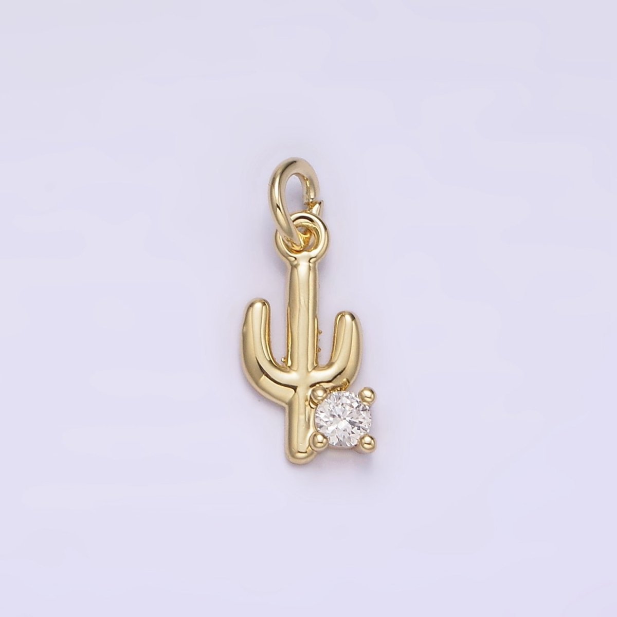 14K Gold Filled 11mm Cactus Plant CZ Add-On Mini Charm | AG198