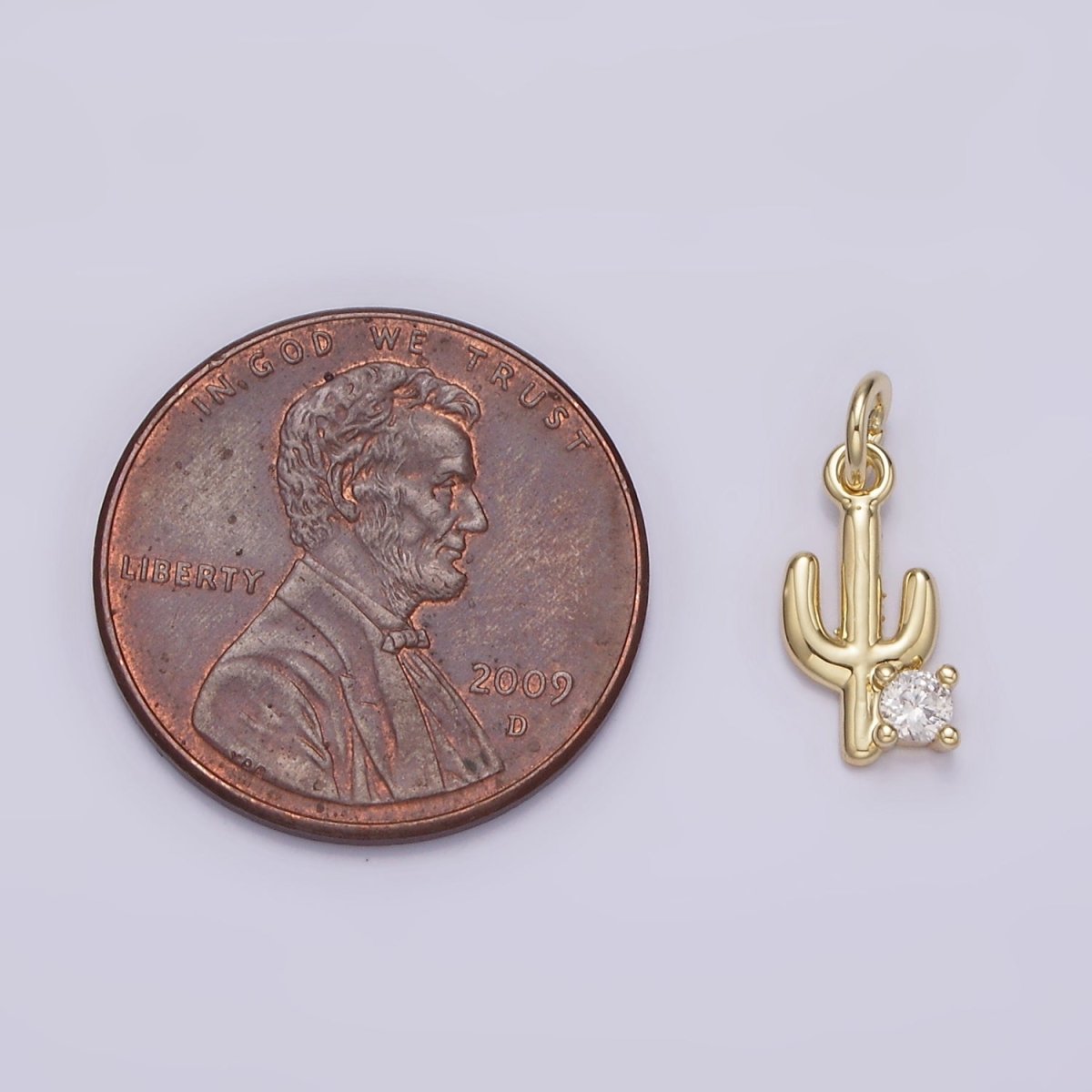 14K Gold Filled 11mm Cactus Plant CZ Add-On Mini Charm | AG198
