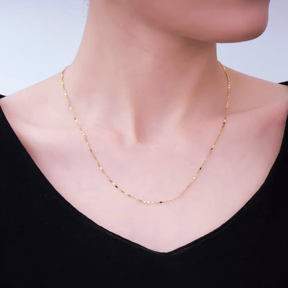14K Gold Filled 1.4mm Flat Mariner Chain Link Layering Chain Necklace | WA-2754