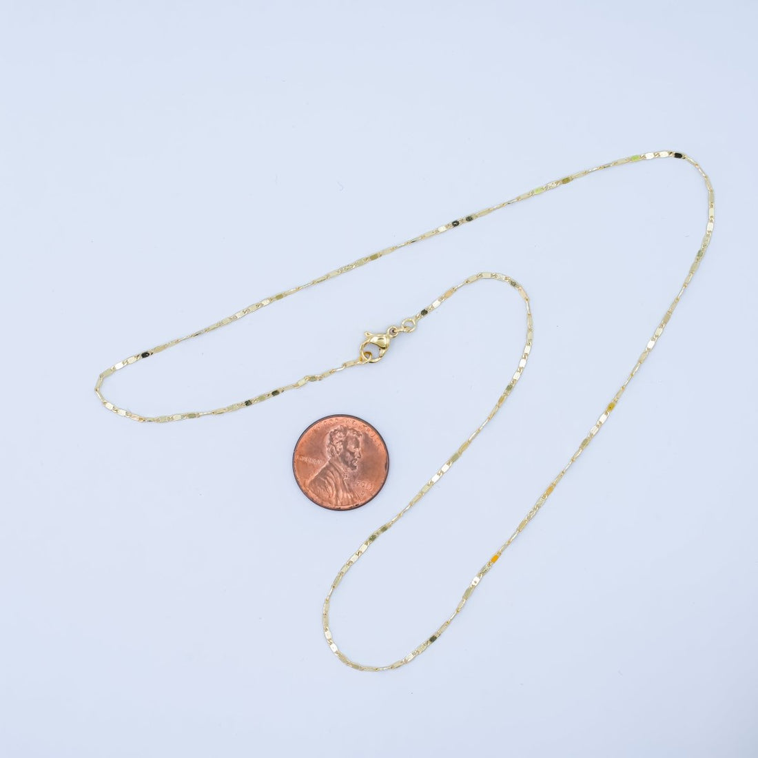 14K Gold Filled 1.4mm Flat Mariner Chain Link Layering Chain Necklace | WA-2754