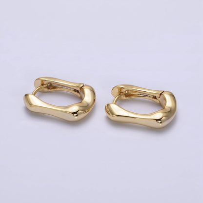 14K Gold Filled 14mm Geometric Molten Oblong Hoop Earrings | AE818