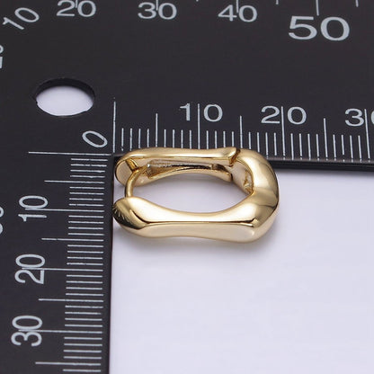 14K Gold Filled 14mm Geometric Molten Oblong Hoop Earrings | AE818
